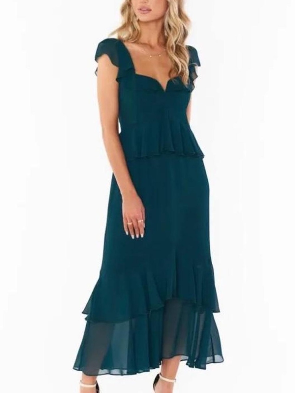 Show Me Your MuMu Reese Ruffle Dress in Emerald